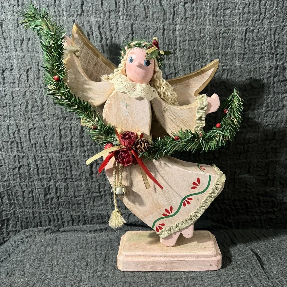 Vintage Wooden Angel Figurine Christmas Décor – 13